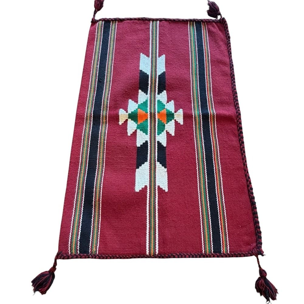 Southwestern Kilim Lumbar Pillow Cover Geometric Tribal Tassel 16x24 Tassels - Picture 4 of 9